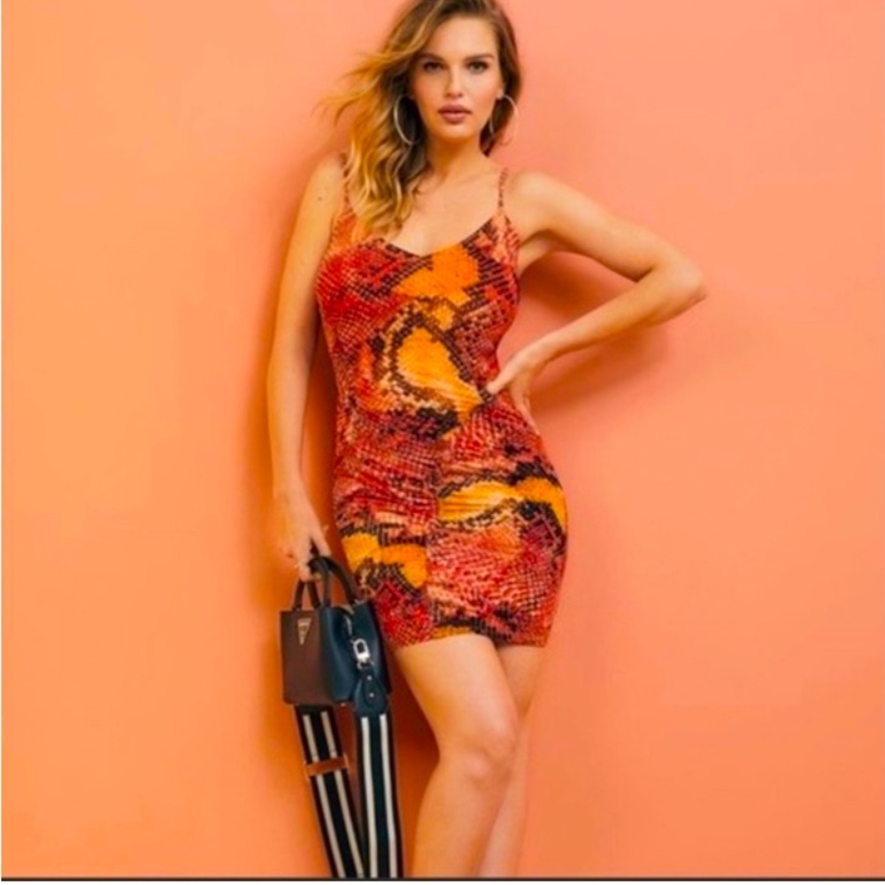 Guess Viper Print Bodycon Dress-Size Medium